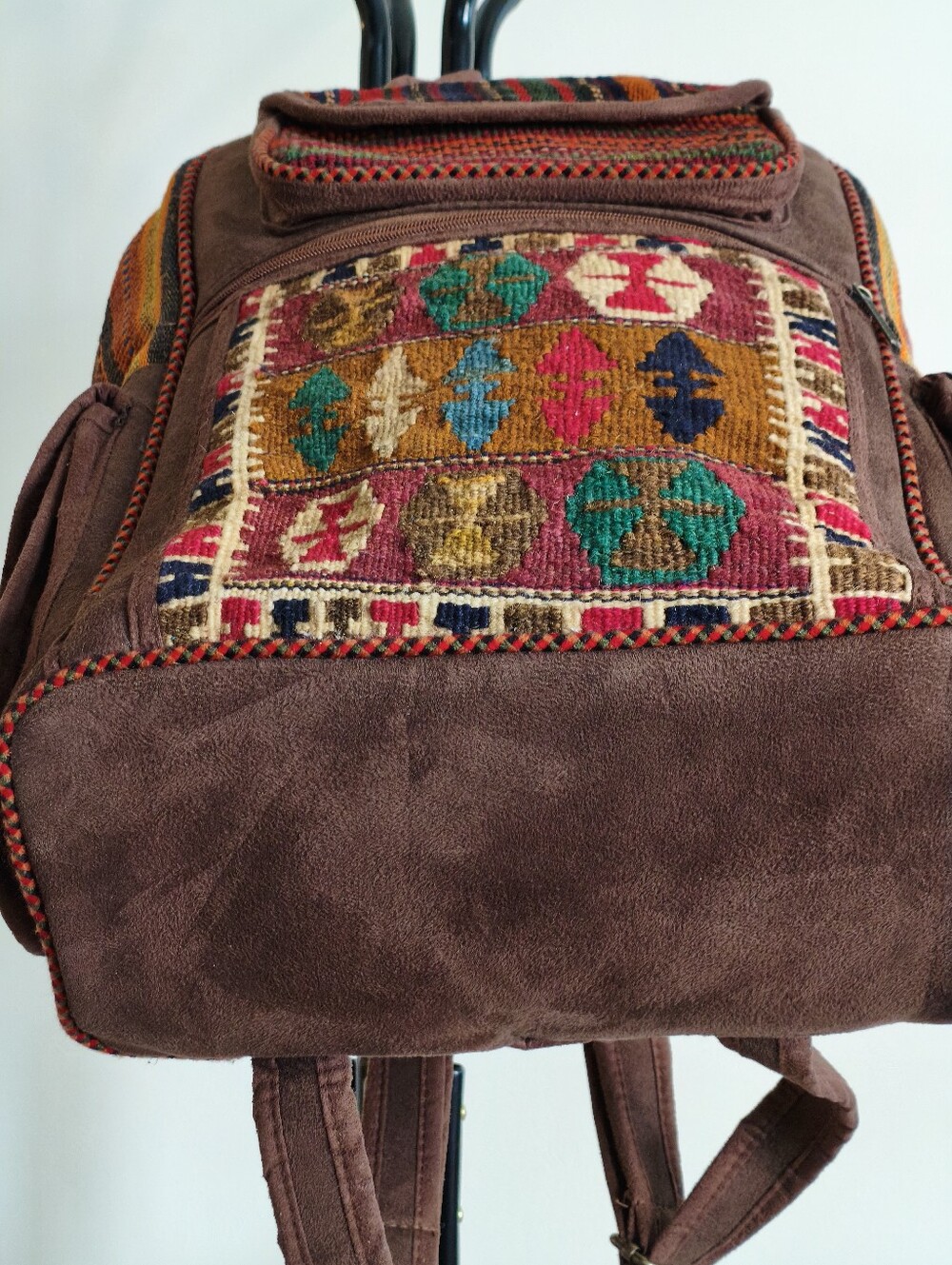Vintage Kilim Multicolor Woven Backpack Boho - Picture 6 of 8